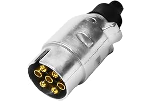 GMENTS 7 Pin Trailer Plug 12V Plug Towbar Socket Towing Trailer Socket 7 Pole Round Wiring Connector 7Pin Board Plugs Heavy Duty Waterproof Metal Aluminum Alloy for Trailers Caravan Truck Cars Boat RV Towbar