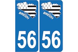 HADEXIA Pegatina de matrícula de coche 56 mapa de Bretaña