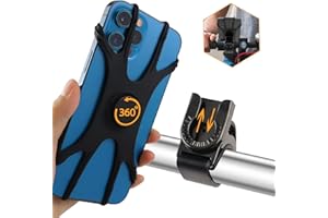 ROUCLO Support Téléphone Vélo, Porte Telephone Velo de Guidon Universel 360° Rotation Réglable, Support Smartphone Velo pour Bicyclette/Moto Compatible avec iPhone, Samsung et 4,5 à 7,0" Smartphones