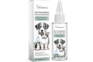 Ellisalano Pet Gotas Oculares para Gatos Y Perros para Eliminar Las Marcas del Lagrimeo para Aliviar El Picor Ocular Gotas Limpiadoras Suaves (100ML)