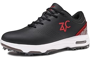 ZVC Golfschuhe für Herren, mit Spikes, rutschfest, wasserabweisend, leicht, atmungsaktiv, professionelle Schuhe mit Spikes, Outdoor
