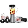 PUREPLUS 4-IN-1 Countertop Food Blender, Mixer Grinder, 200W, 3 blades, 1 Liter Blending Class Jar, Grinder Cup, Chopper Bowl, Juice/Smoothie Maker, Spices/Meat Grinder, High Speed,10 Pieces Set, Grey