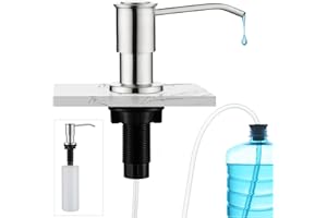 CREA Dispensador de Jabón de Cocina, Dispensador de Detergente de Cocina, Dispensador de jabón para Fregadero con Botella de 500 ml y Manguera de Extensión de 1,0 m,Cepillado