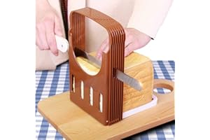 Tbrand Adjustable Foldable Bread Slicer Guide Cutting Board for Homemade Bread Loaf Bagel Cake Sandwish Toast Compact Cutter Mold with 4 Slice Thickness