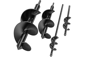 CNSTZX Erdbohrer für bohrmaschine 4-teilig, Pflanzbohrer für akkuschrauber, Blumenzwiebel bohrer, gartenbohrer erdbohrer für bohrmaschine Erdbohrer für akkuschrauber 8x25cm & 8×45cm & 4x22cm & 4×45cm