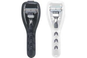 Skycase Travel Case for Safety Razors - Transparent Plastic Razor Protector, Portable Dustproof Storage Box for Gillette Razors, Trimmer Holder, Compact & Lightweight (Black+White)