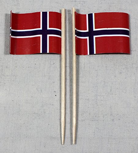 Party-Picker Flagge Norwegen Papierfähnchen in Profiqualität 50 Stück 8 cm Offsetdruck Riesenauswahl aus eigener Herstellung