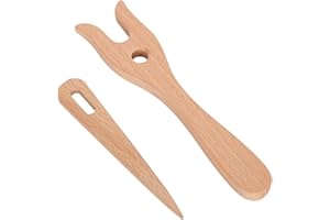 ATYHAO Tenedor de tejer, Tenedor de tejer Juego de agujas de madera y ojo grande Fabricación de cordón de madera Tenedor de lucet cortado a mano Herramientas de tejido de bricolaje para collar de pulsera Her