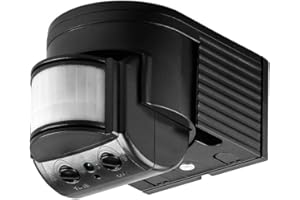Goobay 96001 Infrarot Bewegungsmelder für Innen & Aussen 180° Pir Sensor LED Leuchte drehbar & neigbar Wand Aufputz Montage 12m Reichweite Schwarz