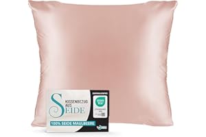 DREAMZIE Kissenbezüge Seide - 80x80 cm - Gewicht 19 Momme 100% Reine Maulbeerseide Doppelseitig - Seidenkissenbezug für Haar und Haut, Anti-Aging, Anti-Bettwanzen - Weiches Rosa