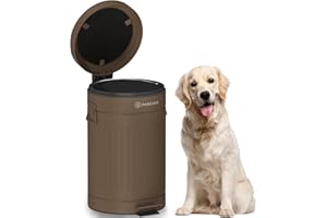 PAWZIDEA Dog Poop Trash Can Outside Odor Control, 3.1Gallon Pet Waste Trash Can Outdoor Waterproof, Dog Poop Container Bin Outdoor Garbage Can with Lid, 7.8in Activated Carbon Filter Pet Waste Station