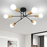 Comely Industrial Ceiling Lamps, 6 Lights E27 Ceiling Light Black | Chandelier Lamps 180&deg; Adjustable Shape for Bedroom, Livin