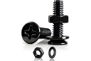 PDKKFF 50-pack M4-skruvar, 50 stycken M4x12mm korsskruv med plan skruvtopp och kuggmuttrar, svart, kolstål för möbler och mas