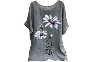 AMHOMELY UK Stock Women Tops and Blouses Ladies Summer Round-Neck Short Sleeve Print Casual T-Shirt Blouse Lovely Comfortable Top Loose Pleated Tunic Shirts Tops Blouse Henley T-Shirt Plus Size