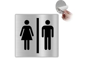 LEIASA | Cartello Adesivo Bagno Unisex 10x10 cm Spessore 0,8 mm Alluminio WC Condiviso Targa Toilette Uomo Donna Adesivo 3M