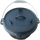 Naturpot Cast Iron Cookware 10 Inch Dutch Oven Cast Iron Camping Pot 25 cm