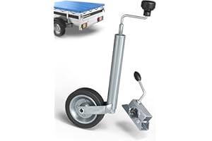 Tarpofix® Stützrad Anhänger mit Vollgummireifen inkl. Stützradhalter (150kg Stützlast) | Stütz Rad für Hänger, Wohnwagen & Pferdeanhänger | Strapazierfähiges Ø 48mm Kurbelrad Set aus Stahl verzinkt