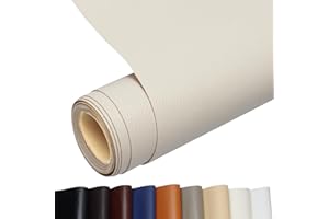 LEKENET Kunstleder Selbstklebend, Leder Reparatur Set 60 x 300 cm Kunstleder Reparaturset, Lederflicken Selbstklebend für Sofa, Möbel, Taschen, Jacken, Autositze (Reisweiß, 60 * 300cm)