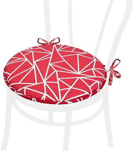Cojín Para Silla Emmevi 40x40 Cm - Algodón, Relleno Poliéster, Lavable, Diseño Abstracto Rojo