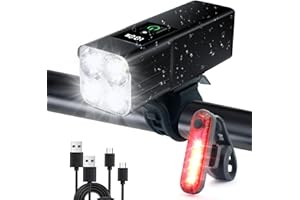 MEAYLL Bike Lights Front and Back - 2025 Upgrade LED Bicycle Light with Light Sensor Mode, 4000 mAh USB-C Rechargeable Super Bright Front Bike Light, Long-Lasting Rear Bike Light for Safe MTB & Road Cycling
