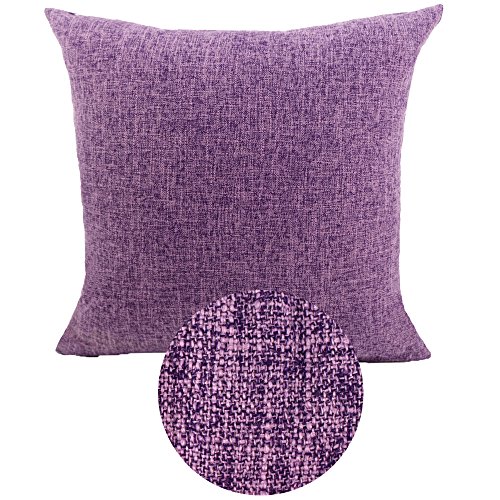 KAMIXINCushion Covers Square Home Decorative Pillow Covers Cotton Linen Sofa Car Bed Bench Throw Pillow Case with Concealed Zipper Solid Color Purple 24"x24" 60X60CM