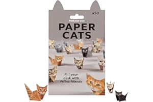 Gawecrea Paper Cats Origami Kit 50pcs DIY 3D Origami Animal Kit Creative Craft Activity for Boys Girls Animal Lovers Handmade Cat Desk Decoration Gift
