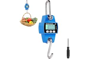 EFUTURETIME Balance Suspendue Numérique 300 KG, Balance À Grue Crochet Électronique en Aluminium avec Capteur Précis LCD Portable pour Chasse, Pêche, Ferme, L'usine, Pesage sur Quai, Bleu