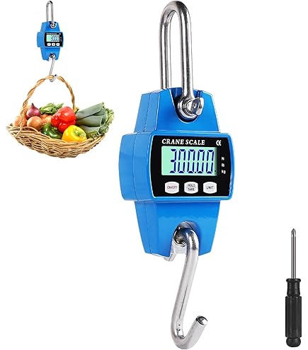 Digitale kraanweegschaal, elektronische hangweegschaal 300 kg 660 lbs, industriële hangweegschaal met nauwkeurige sensor, draagbare mini-lcd-weegschaal met haak voor jachtboerderijfabriek