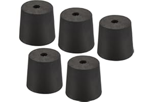YOKIVE 5uds Goma Tapones con Agujero, Cónico Tapones con Altas Temperaturas Resistente | Protección Agujero, Excelente para Laboratorio Industria (Negro, 23mm a 26mm)