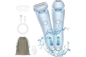 AOGOE 2 in 1 Bikini Trimmer Lady Shavers for Women, Wet and Dry Electric Body Hair Trimmer, Cordless Waterproof Facial Hair Removal Shaver Razor for Painless Trimming of Pubic Face Underarm Legs