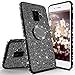 Produktbild Kompatibel mit Galaxy S9 Glitzer Hülle Schutzhülle Case Überzug Sparkle Bling Glänzend Soft Flex Durchsichtig TPU SilikonHülle + Strass Diamant Ring Halterung Hülle Tasche für Galaxy S9,Schwarz