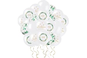 KKSJK 50Pcs Kommunion Luftballons, Konfirmation Deko Mädchen Junge, Konfirmation Ballons mit Fischmotiv und Blätterkranz, Weiß Luftballons für Taufe Erstkommunion Weihnachten