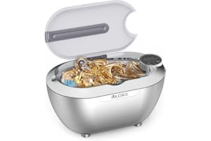 Limpiador Ultrasonidos,VLOXO CD-3840 Ultrasonidos Limpieza 700MlL 40-46KHZ Limpiador de Gafas con 5 Configuraciones de Temporizador (Plateado)