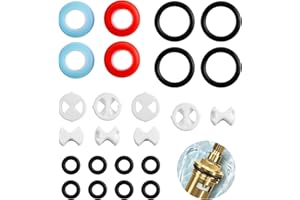 CLYDEWY 24pcs Tap Valve Cartridge Replacement Kit Tap Washers for Mixer Taps Set with 1/2 Turn Silicone Ceramic Discs O Ring Gaskets Washers for Kitchen Sink Tap Leaking Repair