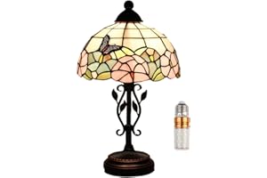 Kinbolas Lampa nocna w stylu Tiffany,10-calowy klosz z witrażem w stylu vintage,wiktoriańska lampa do czytania w stylu art deco do sypialni,salonu,gabinetu,biura(Color:B)