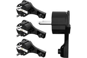 SATSHOP-FT Spina angolare extra piatta con archetto in plastica 8 mm altezza manico pieghevole protezione antipiega 250 V 16 A per cavi fino a 3 x 1,5 mm² CEE 7/7 Schuko spina angolare 4 pezzi nero