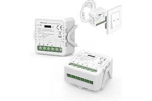 Maxcio Interruptor Persianas WiFi Módulo, Relé de Persiana WiFi con Función de Porcentaje, Temporizador, Control por App y Voz, Interruptor Persiana Compatible con Alexa/Google Home, 2 Packs