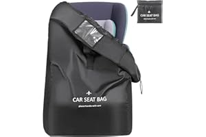YSSHUI Car Seat Travel Bag Ideal Gate Check Bag for Air Travel, Nylon, Universal Size, Fits Most Car Seats, Shoulder Strap Included (Black)