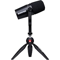 Shure MV7 USB Microphone avec Trépied pour Podcasts, enregistrement Vocal, Streaming et Gaming, Sortie Écouteurs Intégrée, Mi