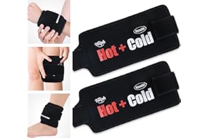 Hilph Almohadillas de refrigeración de gel con cierre de velcro para lesiones, compresas frías y calientes, bolsas de enfriamiento para rodillas, tobillos, muñecas, codos, color negro, 2 unidades