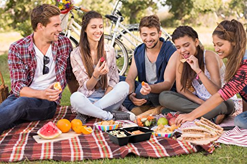 |10 pack| 2 fach Meal Prep Container. Frischhaltedosen Bento-Box Set mit Deckel. Spülmaschine, Mikrowelle, Gefrierschrank safe. BPA-frei Frishchalteboxen aus Kunststoff mit Trennwände [0.8L] - 6