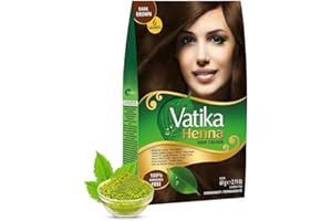 Dabur Vatika Henna Dark Brown Hair Colour Powder - 60g(6 x 10g Sachets),Goodness of Natural Henna, 100% Ammonia-Free & Grey Coverage, Protects & Gives Shine