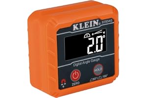 Klein Tools 935DAG digital elektronisk nivåmätare, 0-90 och 0-180 graders räckvidd, mått och uppsättningar vinklar