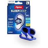 Alpine SleepDeep Ear Plugs for Sleeping - S, M, L (3 Pairs) - 3D Anti-Noise Plugs with Noise Suppressor Gel - Soft Filters fo