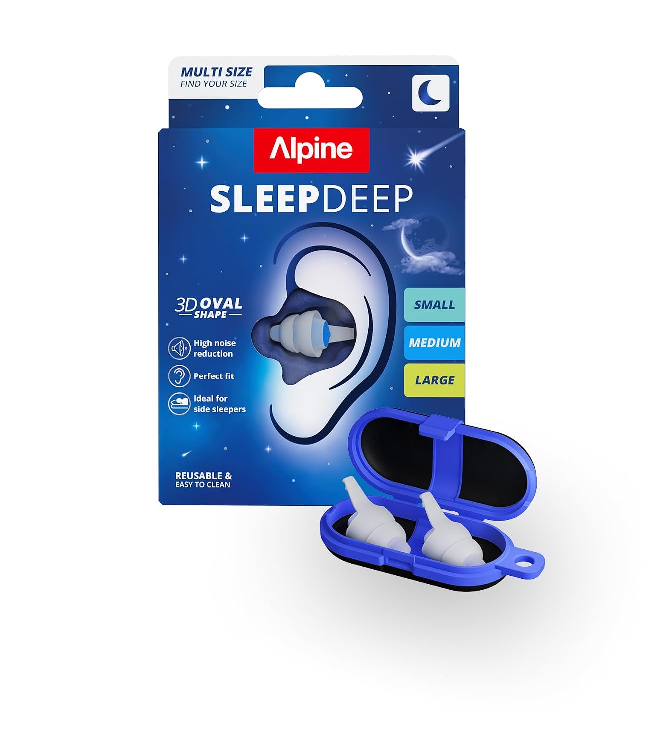 Alpine SleepDeep oordopjes om te slapen, nieuwe ovale vorm, geïntegreerde ruisonderdrukkende gel, maximaal comfort en demping, ruisonderdrukking met zachte filters, S + M + L, 3 paar