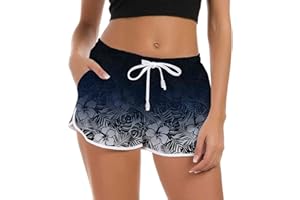 Fanient Damskie szorty kąpielowe na lato, krótkie kąpielówki, szybkoschnące, plażowe, do sportów wodnych, moda kąpielowa, szorty, spodnie do jogi, spodnie fitness z kieszeniami, 34-50