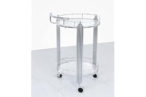 MAISONICA Contemporary Drink Drinks Tea Hostess Trolley Cart Glass Tray Chrome