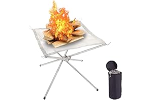BoloShine Plegable Brasero Exterior, Chimenea Portátil para Acampar al Aire Libre Chimenea de Acero Inoxidable para Campamento Hoguera Ultra Plegable para Jardín Patio Camping Barbacoa Exterior
