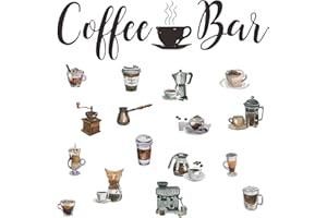 Biluer 1PCS Kaffee Wandaufkleber Wandtattoo Coffee Selbstklebend DIY Wandsticker Küche mit 1PCS Kaffee Buchstaben Wandtattoo für Küche Esszimmer Wohnzimmer Restaurant Büro Cafés Wanddeko
