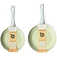 Salter COMBO-7528 Earth Frying Pan Set – Healthy Ceramic Non-Stick Coating, PFAS-Free Induction Cookware, Aluminium Cooking Skillets, Easy Clean, PFOA/PTFE-Free, Stay Cool Handle, 20/24cm, Green